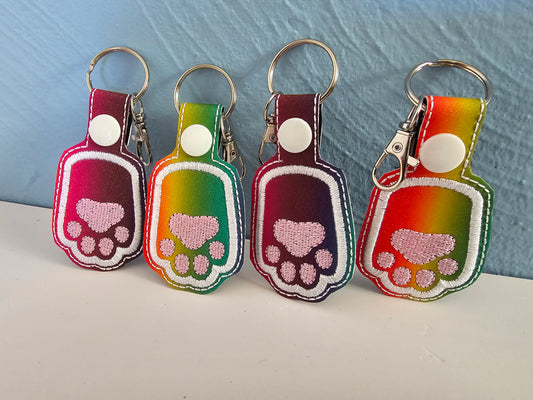 Rainbow Cat Paw Keychain