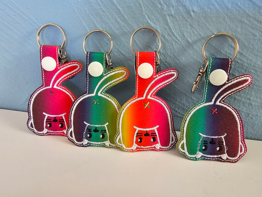 Rainbow Peekaboo Kitty Keychain